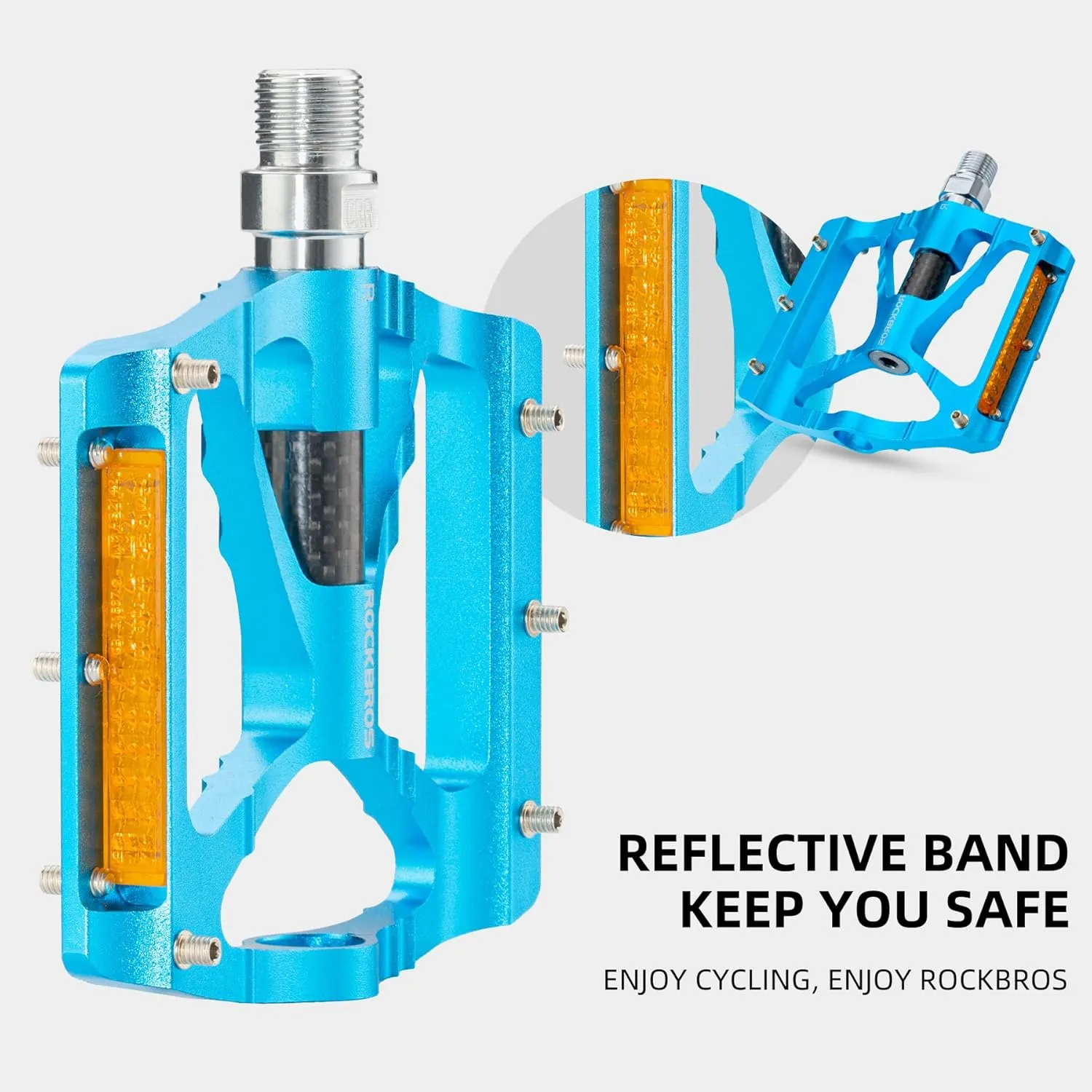 ROCKBROS Mountain Bike Pedals MTB Pedals CNC Non-Slip Lightweight Aluminum Alloy Bicycle Pedals Sealed Bearings Bicycle Platform Pedals 9/16" BMX Road Bike Pedal