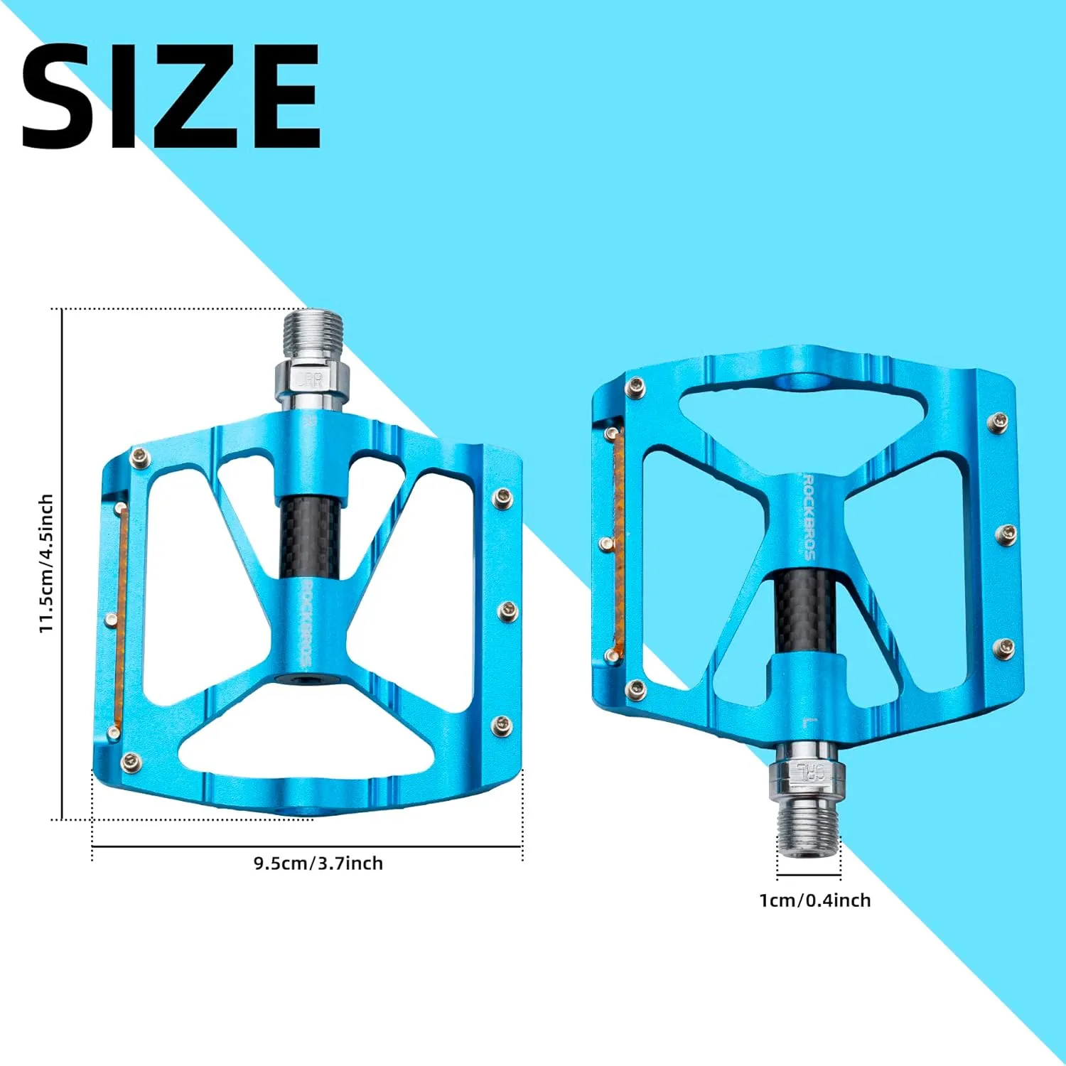 ROCKBROS Mountain Bike Pedals MTB Pedals CNC Non-Slip Lightweight Aluminum Alloy Bicycle Pedals Sealed Bearings Bicycle Platform Pedals 9/16" BMX Road Bike Pedal