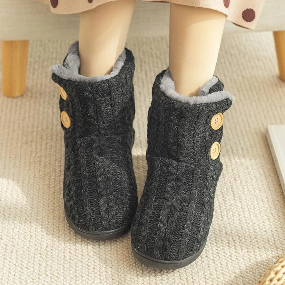 Rojeam Winter Boots Home Slippers Knitted Women Men Home Booties Plush House Shoes Indoor Outdoor
