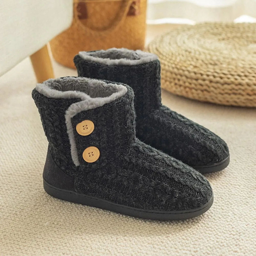 Rojeam Winter Boots Home Slippers Knitted Women Men Home Booties Plush House Shoes Indoor Outdoor