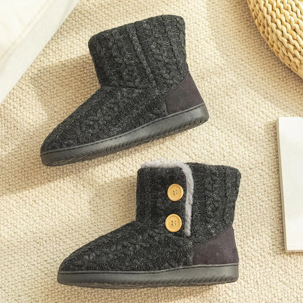 Rojeam Winter Boots Home Slippers Knitted Women Men Home Booties Plush House Shoes Indoor Outdoor