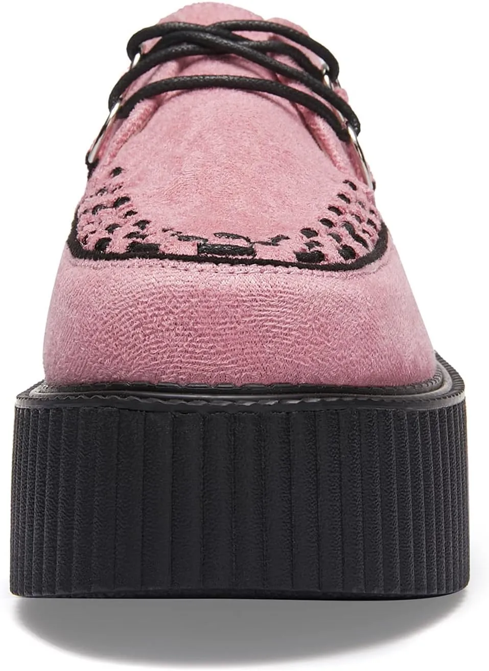 RoseG Women's Handmade Suede Lace Up Flat Platform Creepers Shoe
