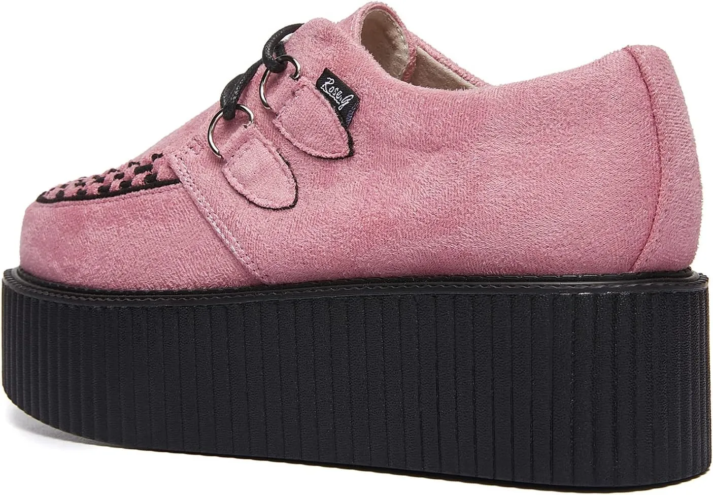RoseG Women's Handmade Suede Lace Up Flat Platform Creepers Shoe
