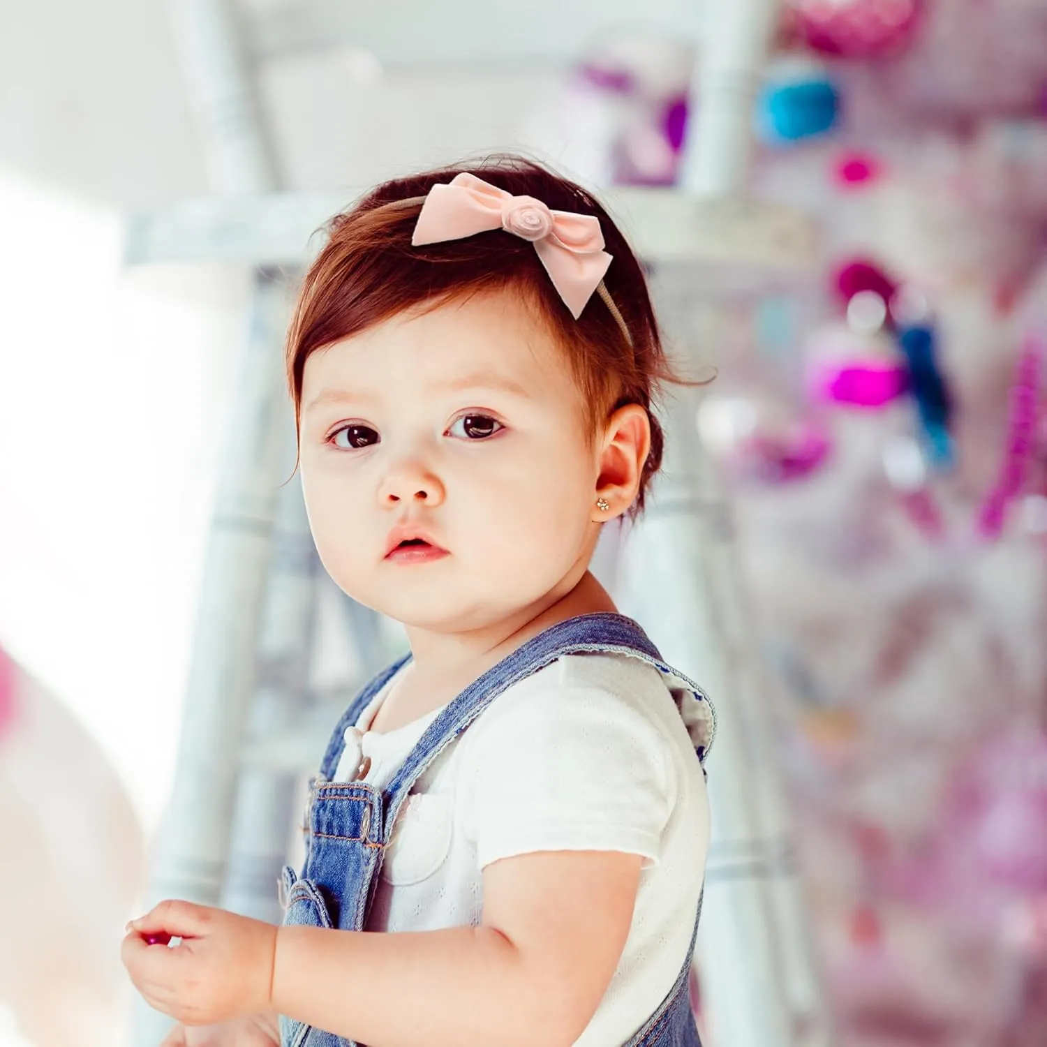 Rosette Velvet Baby Band - Ballet Slipper | Soft Plush Velvet Headband w/ Delicate Rosette Detail | Comfortable Elastic Fit for Special Occasions & Everyday Wear | Elegant Accessory for Little One
