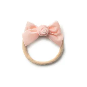 Rosette Velvet Baby Band - Ballet Slipper | Soft Plush Velvet Headband w/ Delicate Rosette Detail | Comfortable Elastic Fit for Special Occasions & Everyday Wear | Elegant Accessory for Little One