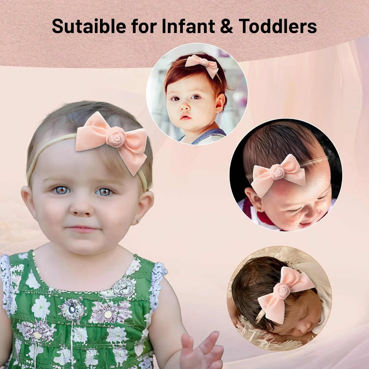Rosette Velvet Baby Band - Ballet Slipper | Soft Plush Velvet Headband w/ Delicate Rosette Detail | Comfortable Elastic Fit for Special Occasions & Everyday Wear | Elegant Accessory for Little One