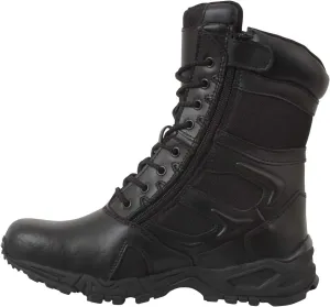 Rothco Forced Entry Deployment Boots With Side Zipper - 8 Inch (Black, US Footwear Size System, Adult, Men, Numeric, Medium, 4)
