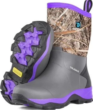 Rubber Rain Boots for Women, 4.5mm Neoprene Insulated Mud Work Boots, Anti-slip Breathable Mid-calf Womens Boots for Garden, Water Fishing, Size 6-11