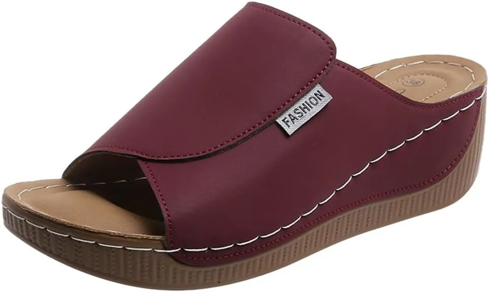 Rungion Womens Wedge Sandals Shoes Orthopedic Comfortable Summer Beach Dressy Slipper with Arch Support Casual Platform Slides