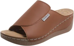 Rungion Womens Wedge Sandals Shoes Orthopedic Comfortable Summer Beach Dressy Slipper with Arch Support Casual Platform Slides