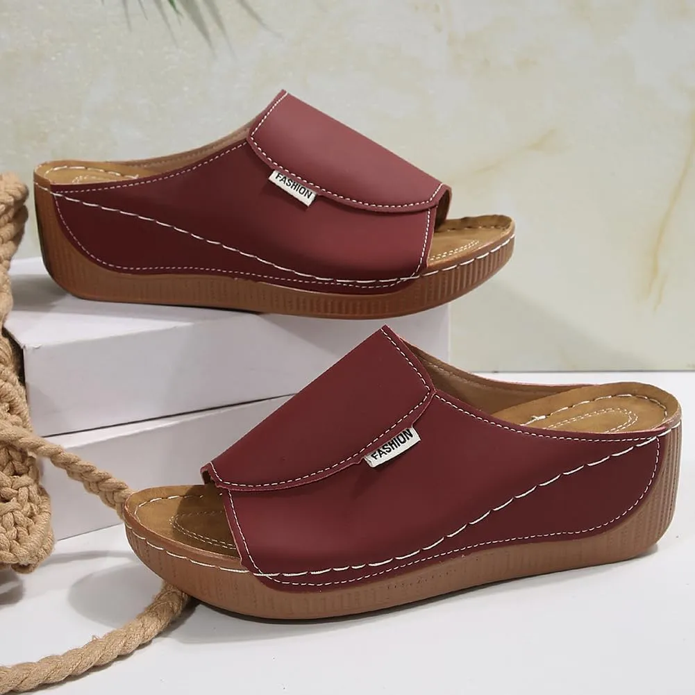 Rungion Womens Wedge Sandals Shoes Orthopedic Comfortable Summer Beach Dressy Slipper with Arch Support Casual Platform Slides