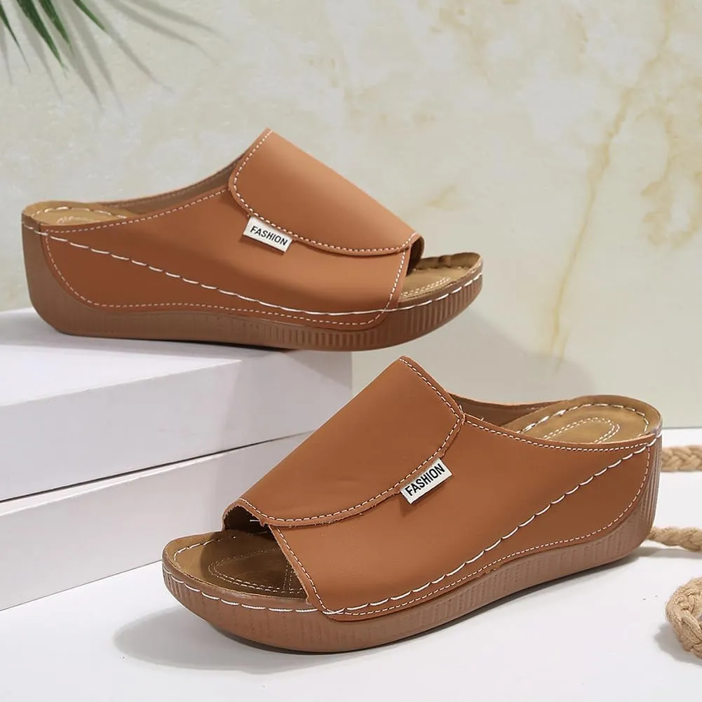 Rungion Womens Wedge Sandals Shoes Orthopedic Comfortable Summer Beach Dressy Slipper with Arch Support Casual Platform Slides