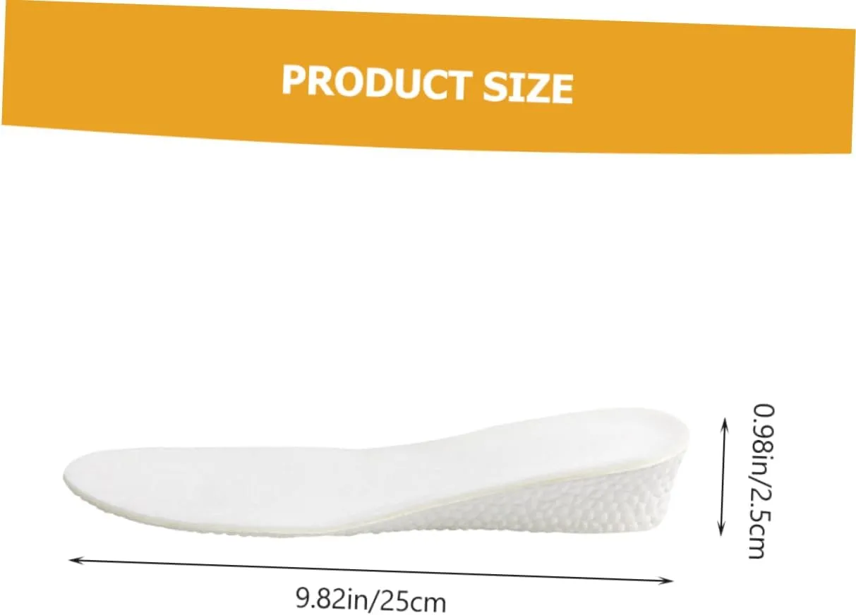 SAFIGLE 1 Pair Insole Increased Sports Increasing Absorbing Foot Cushion Shoe Inserts Shoe Padding Foam Runner High Arch Lift Support Cushioned Height Trainer Feet Soles Pads White