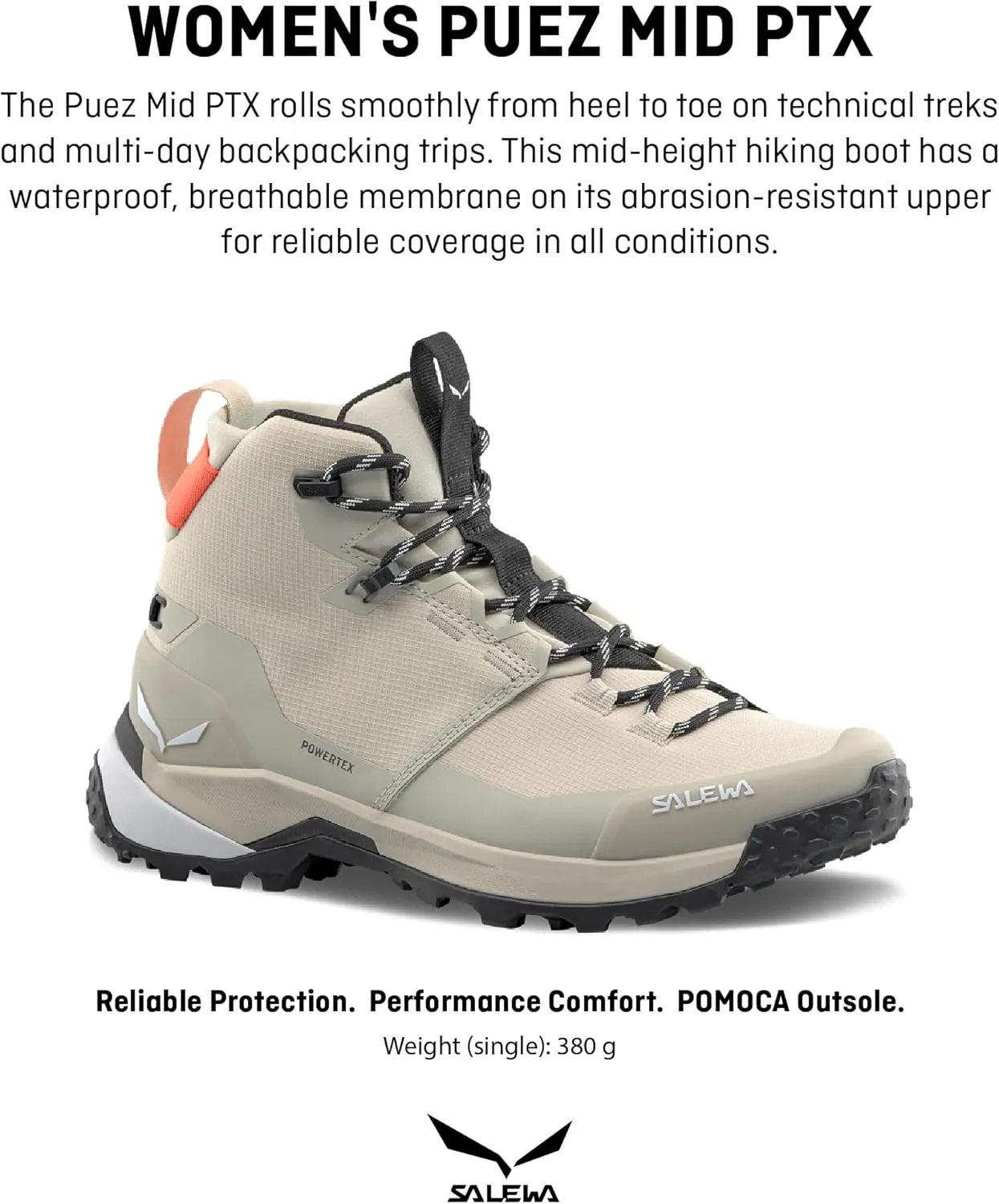 Salewa Women's Puez Mid Powertex Waterproof Trail Boot for Hiking & Trekking