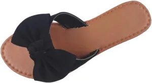 SAMANTHA Sandals Slip On Slide Flat with Twist Knot Bow