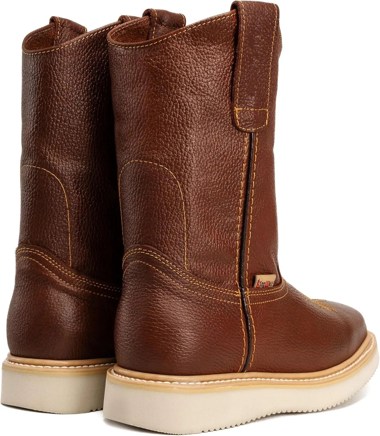 Santa Fe 11" Wellington Boots: Lightweight Comfort, Square Toe, Pull-On Ease, Full Grain Leather, Durable PU Sole