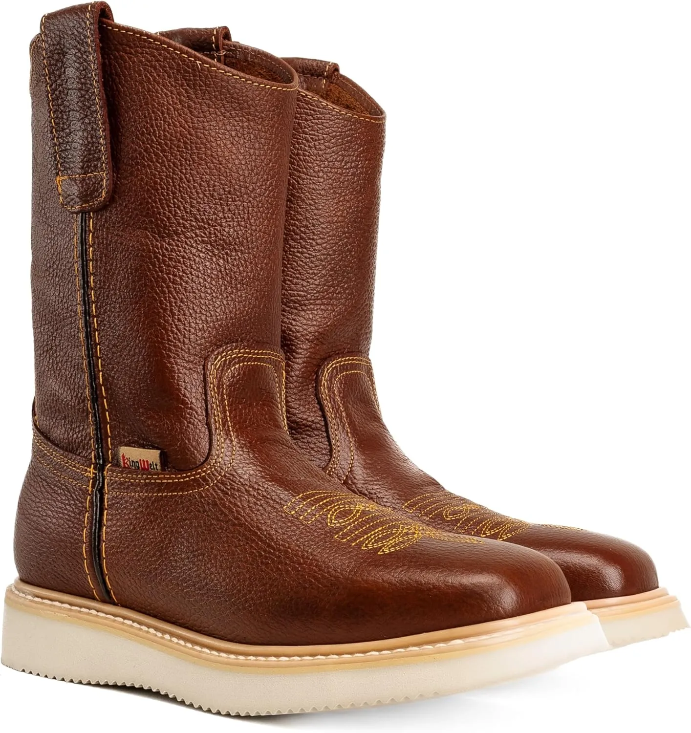 Santa Fe 11" Wellington Boots: Lightweight Comfort, Square Toe, Pull-On Ease, Full Grain Leather, Durable PU Sole
