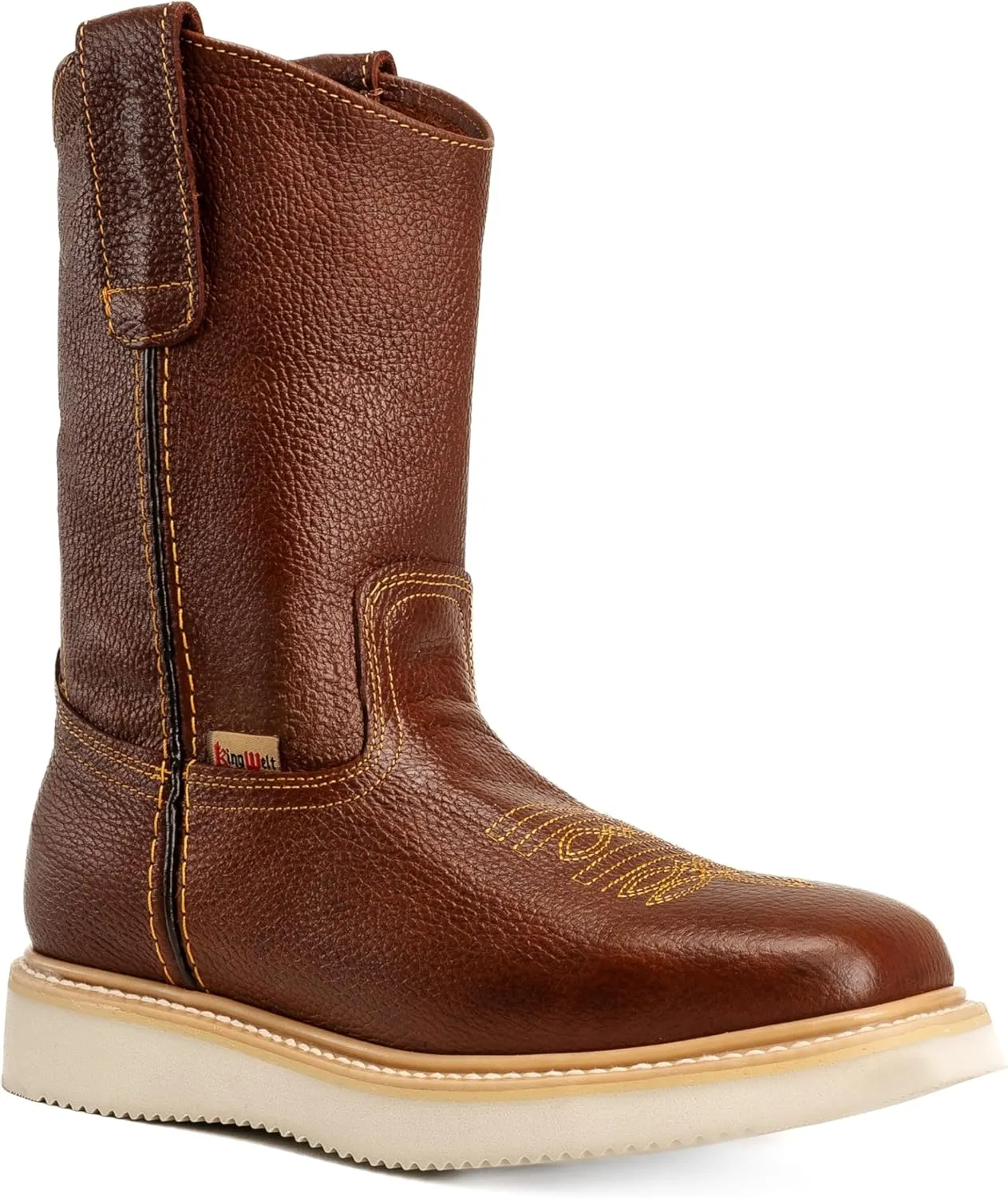Santa Fe 11" Wellington Boots: Lightweight Comfort, Square Toe, Pull-On Ease, Full Grain Leather, Durable PU Sole