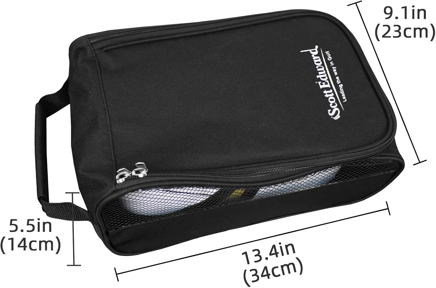 Scott Edward Portable Golf Shoe Bag Outdoor Travel Zippered Waterproof&Breathable Carrier Bags for Men and Women