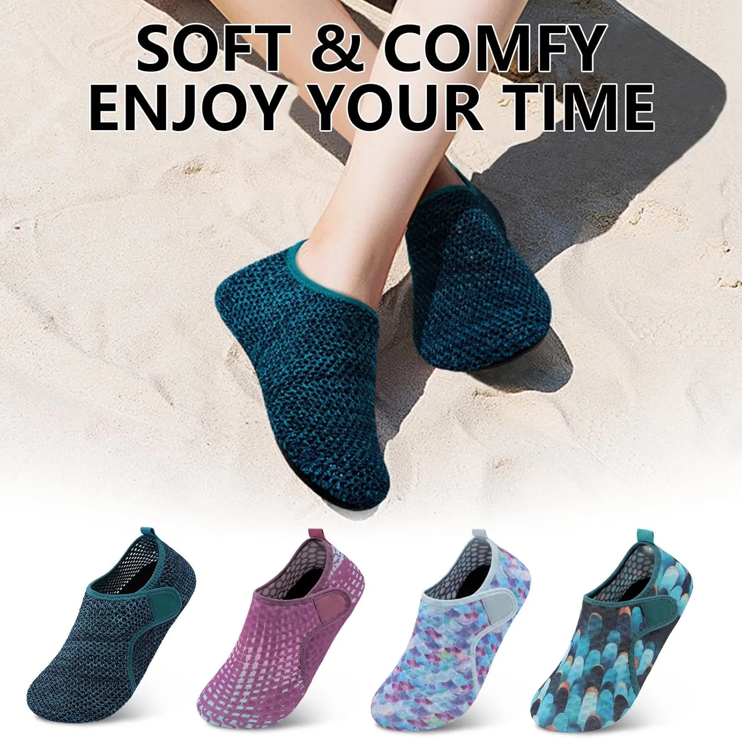 Scurtain Barefoot Water Shoes for Women Men Beach Swim Aqua Socks Summer Quick-Dry Sandals Slippers