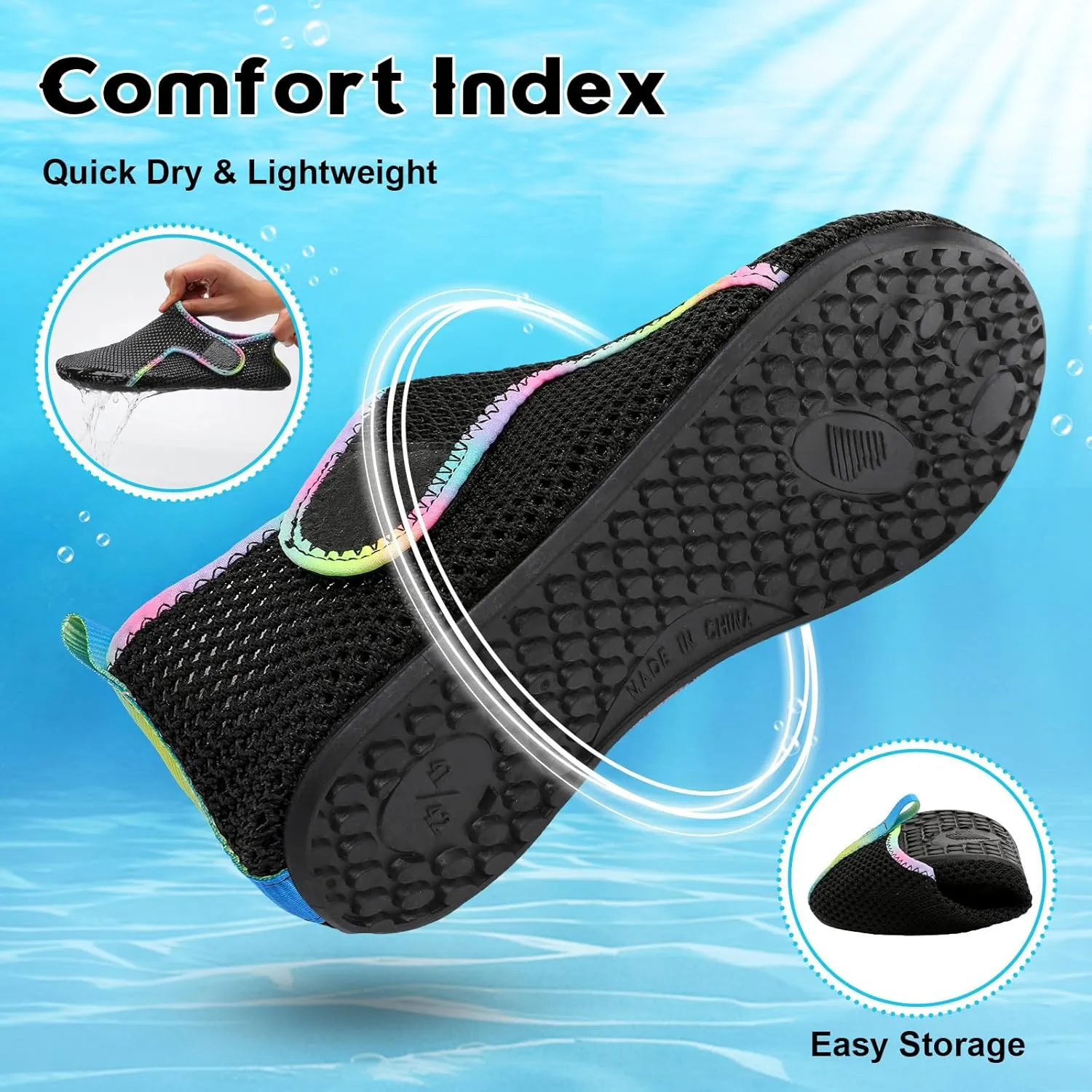 Scurtain Barefoot Water Shoes for Women Men Beach Swim Aqua Socks Summer Quick-Dry Sandals Slippers