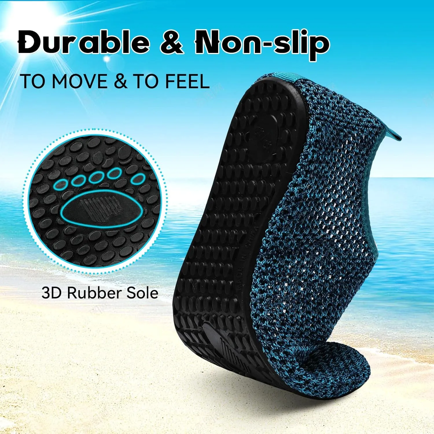 Scurtain Barefoot Water Shoes for Women Men Beach Swim Aqua Socks Summer Quick-Dry Sandals Slippers