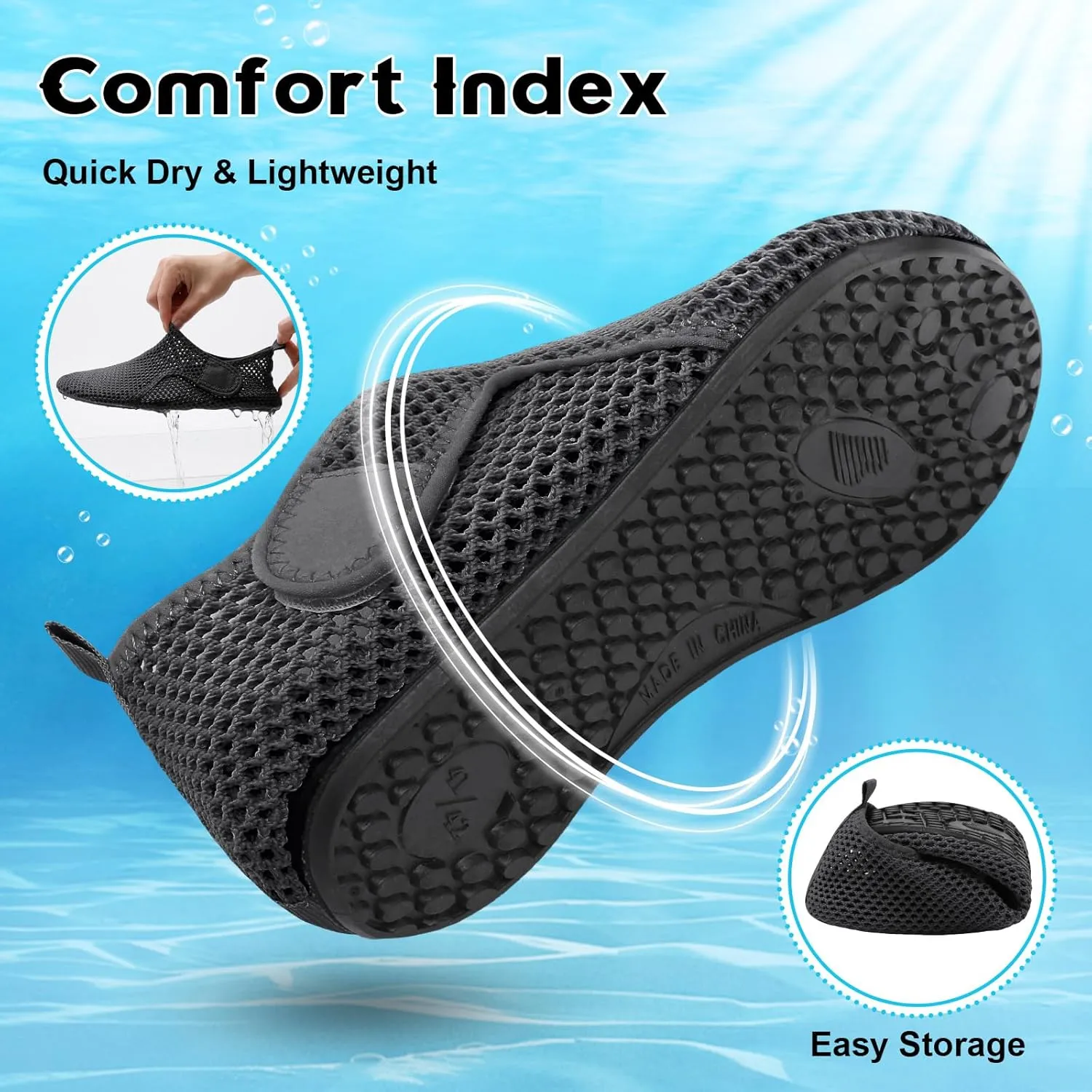 Scurtain Barefoot Water Shoes for Women Men Beach Swim Aqua Socks Summer Quick-Dry Sandals Slippers