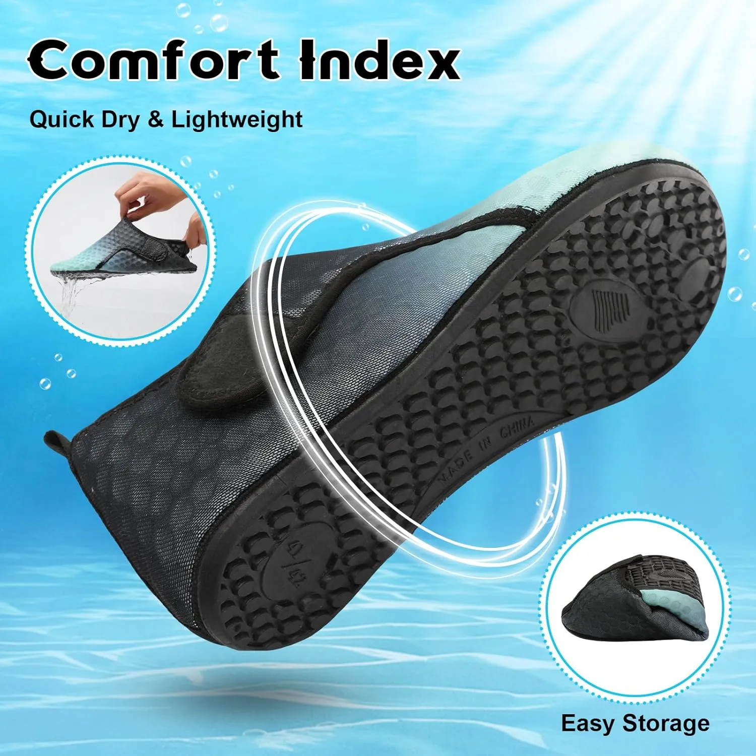 Scurtain Barefoot Water Shoes for Women Men Beach Swim Aqua Socks Summer Quick-Dry Sandals Slippers