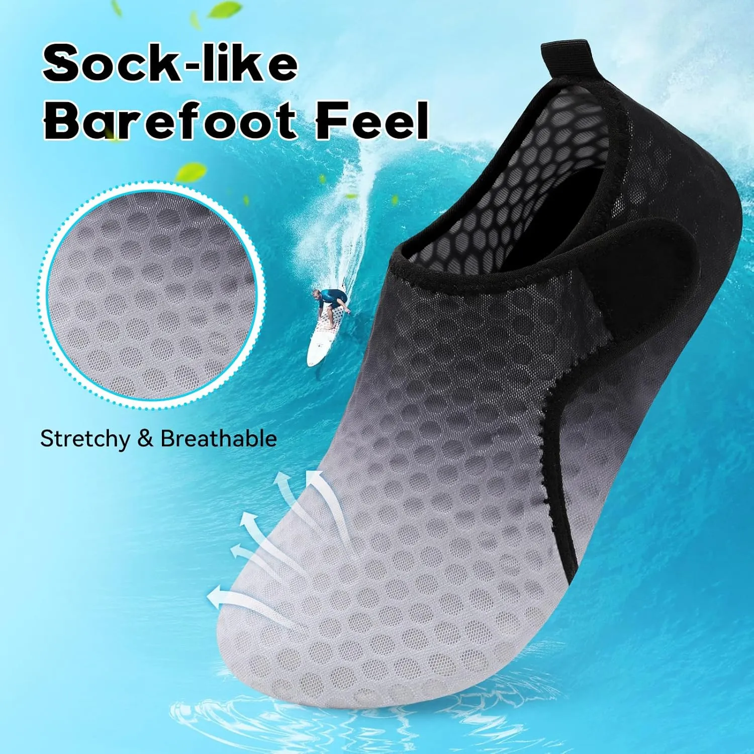 Scurtain Barefoot Water Shoes for Women Men Beach Swim Aqua Socks Summer Quick-Dry Sandals Slippers