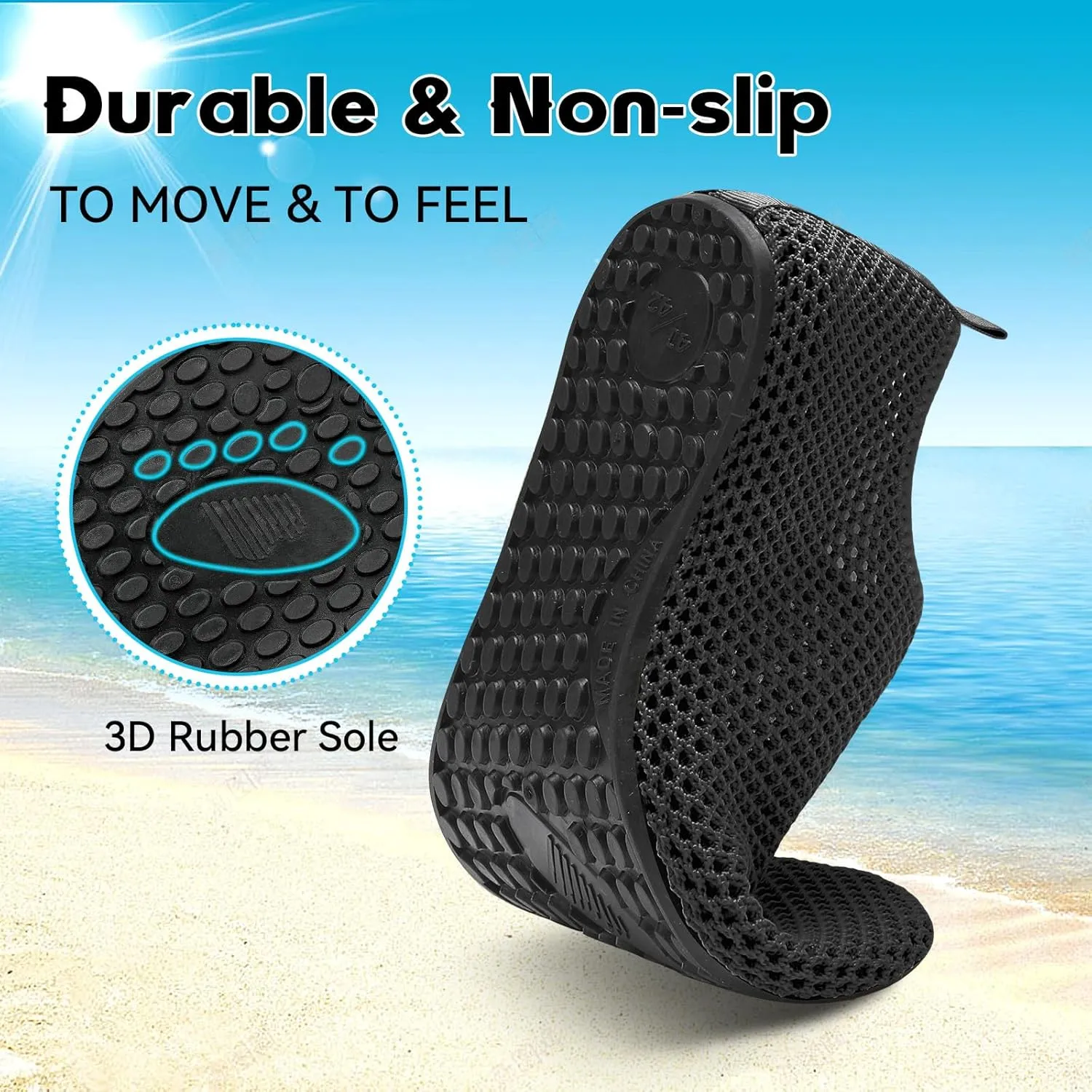 Scurtain Barefoot Water Shoes for Women Men Beach Swim Aqua Socks Summer Quick-Dry Sandals Slippers