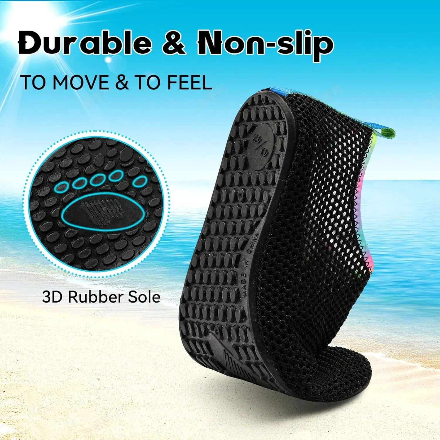 Scurtain Barefoot Water Shoes for Women Men Beach Swim Aqua Socks Summer Quick-Dry Sandals Slippers