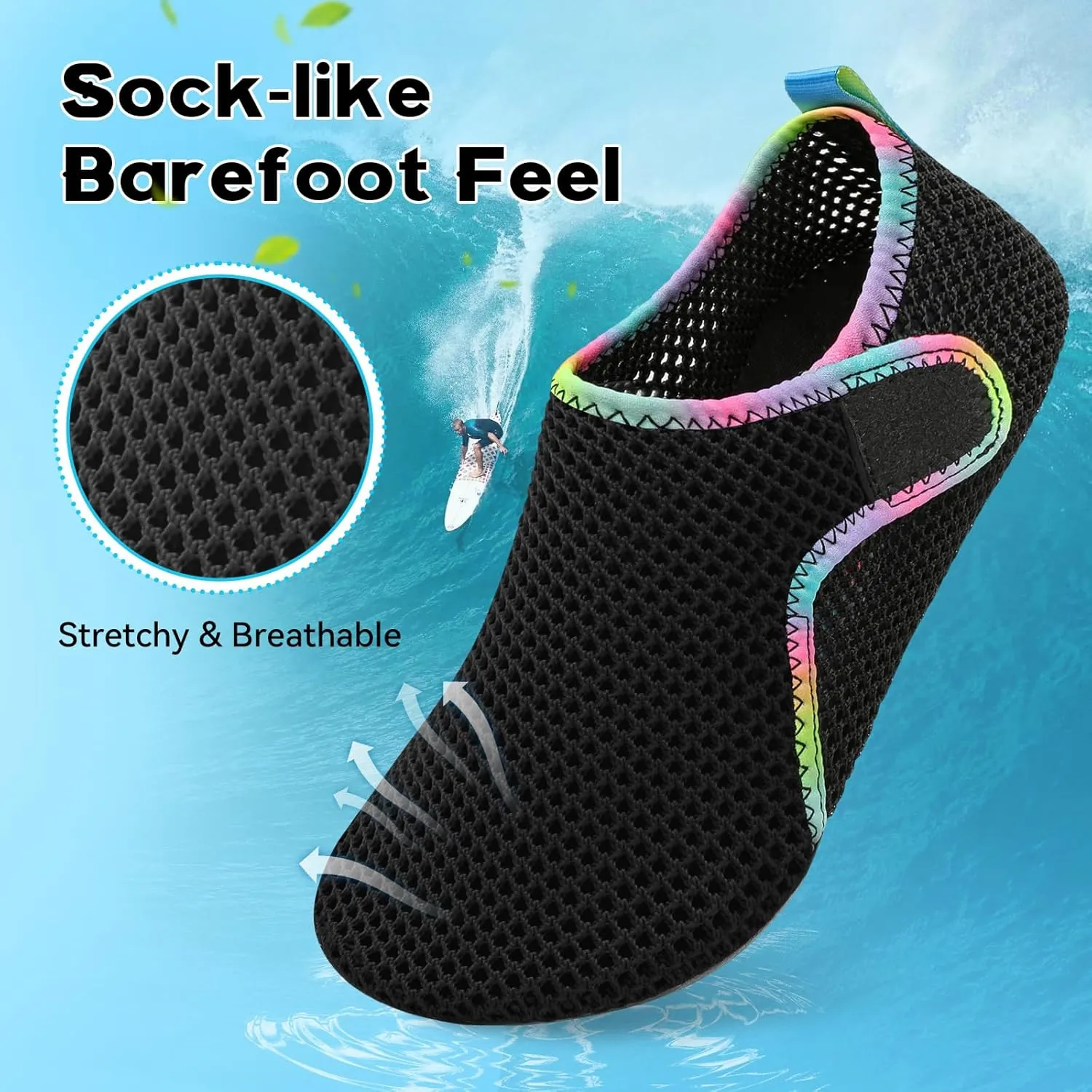 Scurtain Barefoot Water Shoes for Women Men Beach Swim Aqua Socks Summer Quick-Dry Sandals Slippers