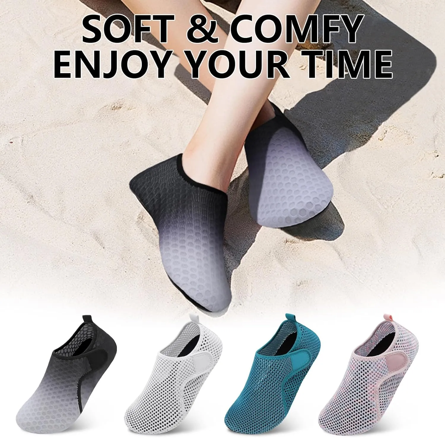 Scurtain Barefoot Water Shoes for Women Men Beach Swim Aqua Socks Summer Quick-Dry Sandals Slippers
