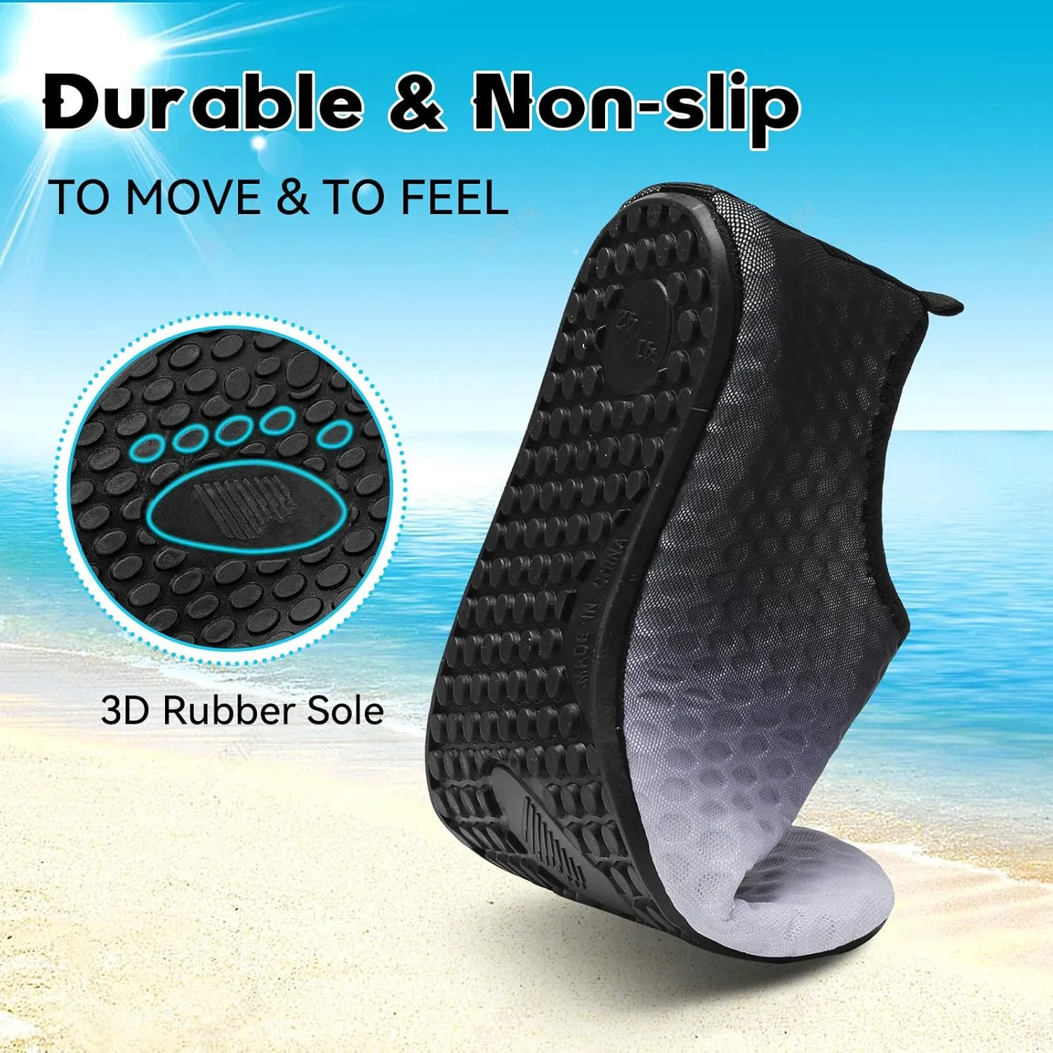 Scurtain Barefoot Water Shoes for Women Men Beach Swim Aqua Socks Summer Quick-Dry Sandals Slippers
