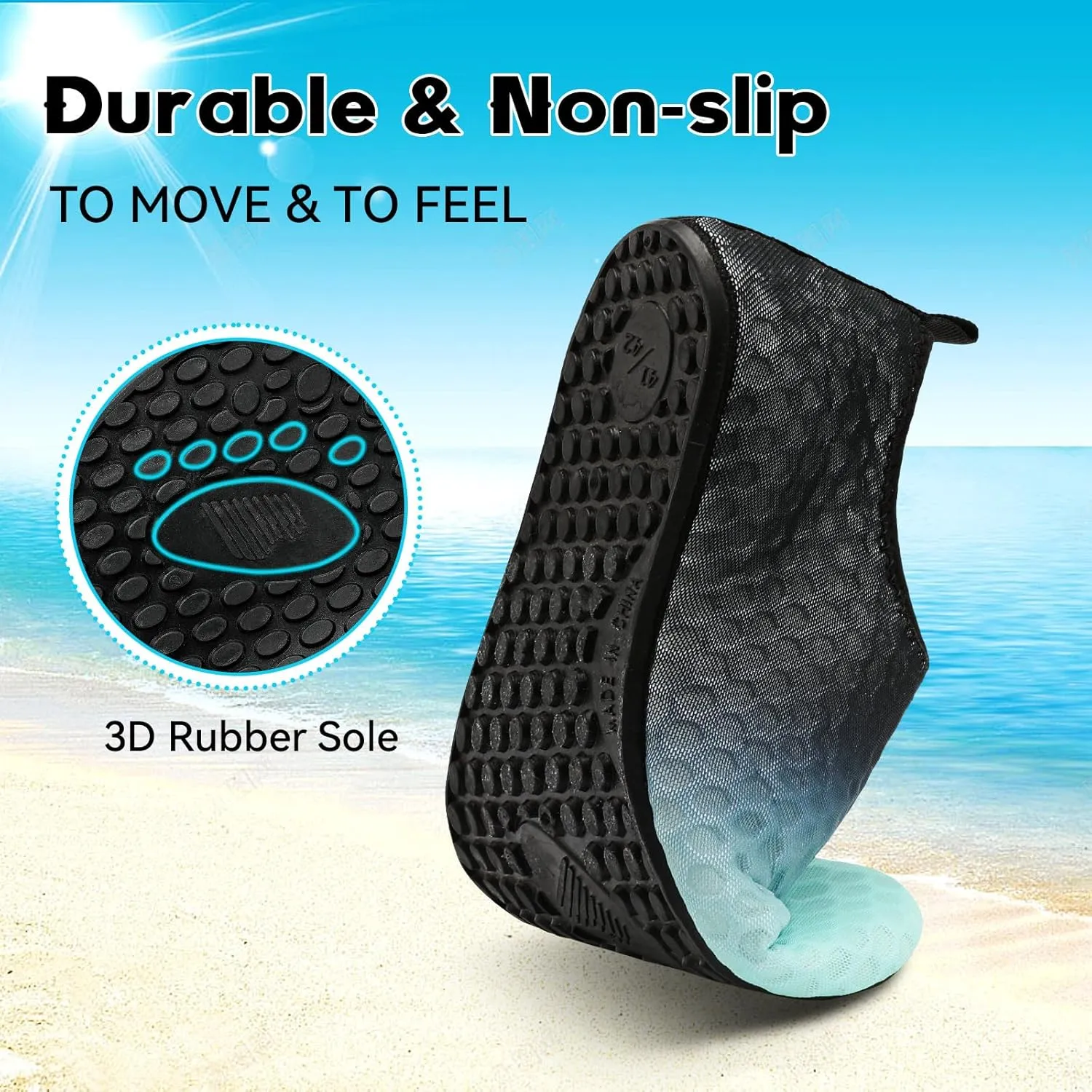 Scurtain Barefoot Water Shoes for Women Men Beach Swim Aqua Socks Summer Quick-Dry Sandals Slippers