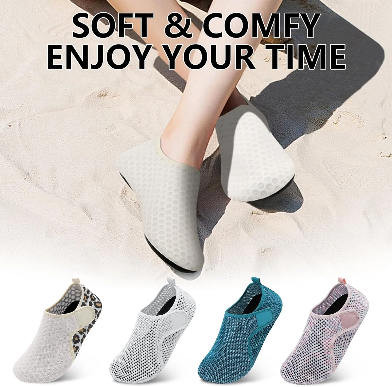 Scurtain Barefoot Water Shoes for Women Men Beach Swim Aqua Socks Summer Quick-Dry Sandals Slippers