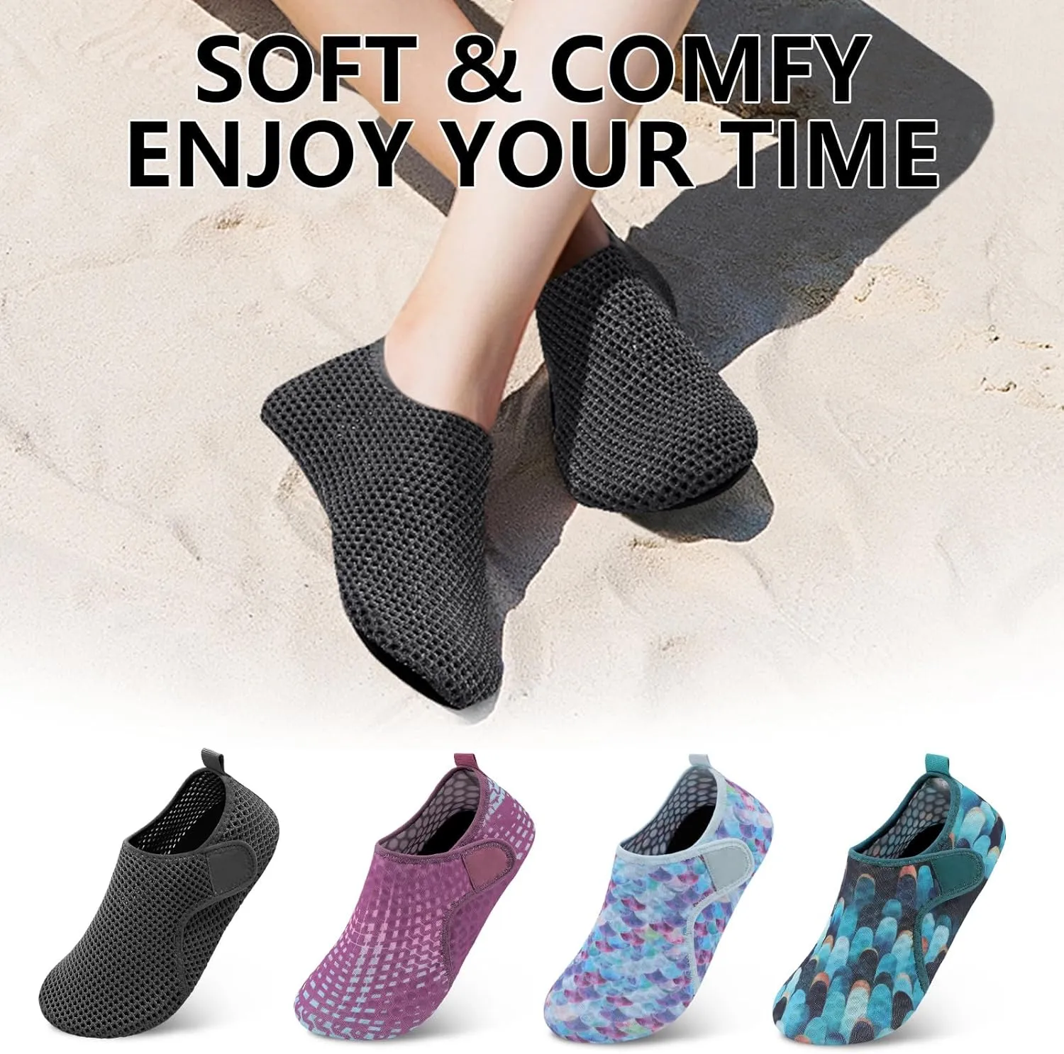 Scurtain Barefoot Water Shoes for Women Men Beach Swim Aqua Socks Summer Quick-Dry Sandals Slippers