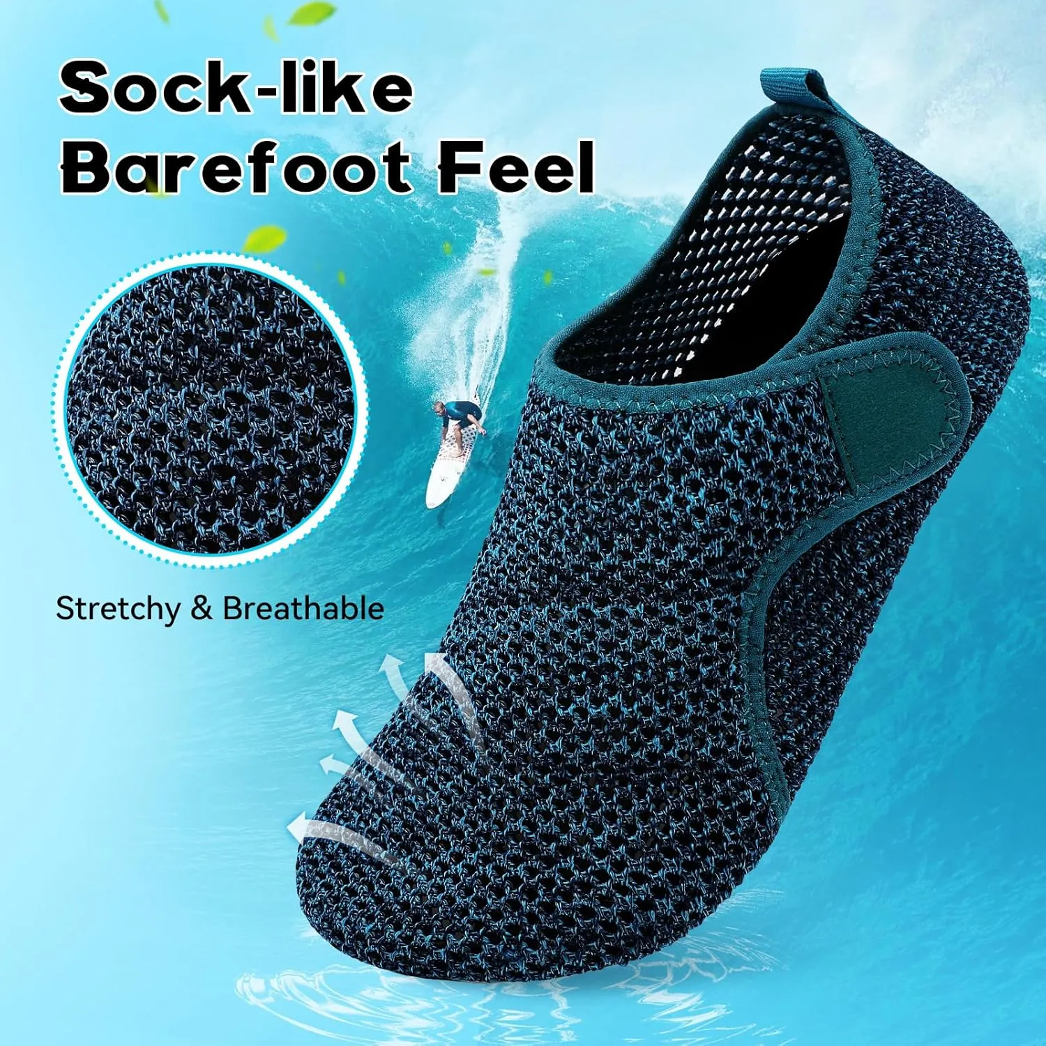 Scurtain Barefoot Water Shoes for Women Men Beach Swim Aqua Socks Summer Quick-Dry Sandals Slippers