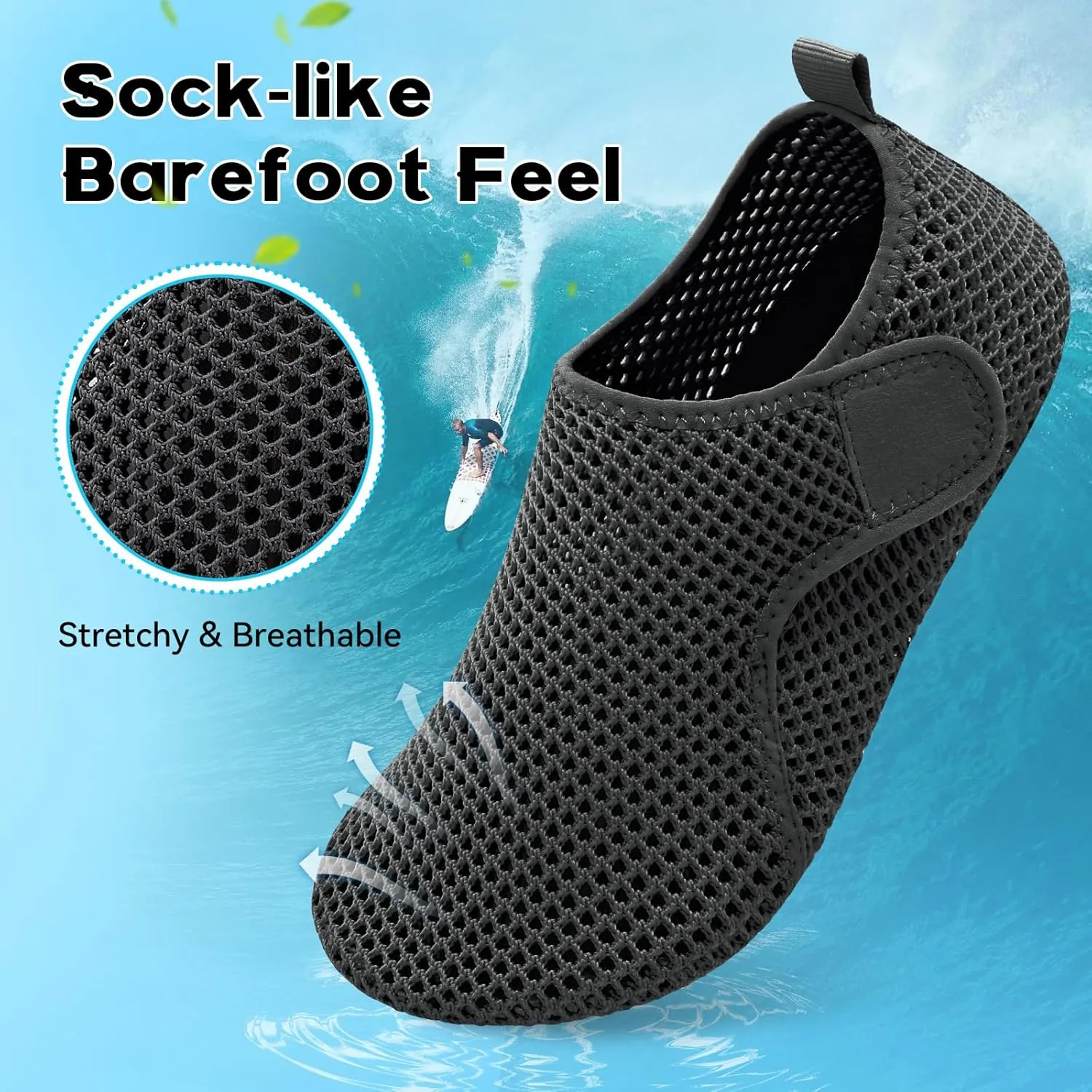 Scurtain Barefoot Water Shoes for Women Men Beach Swim Aqua Socks Summer Quick-Dry Sandals Slippers