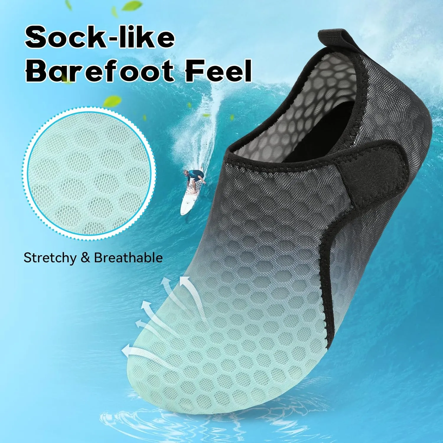 Scurtain Barefoot Water Shoes for Women Men Beach Swim Aqua Socks Summer Quick-Dry Sandals Slippers
