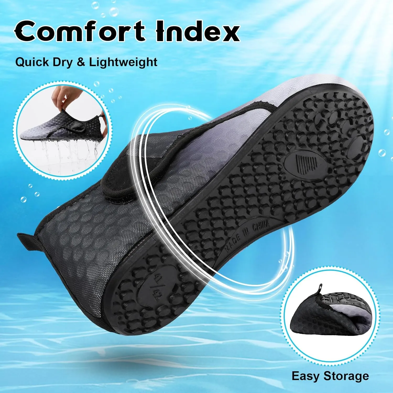 Scurtain Barefoot Water Shoes for Women Men Beach Swim Aqua Socks Summer Quick-Dry Sandals Slippers