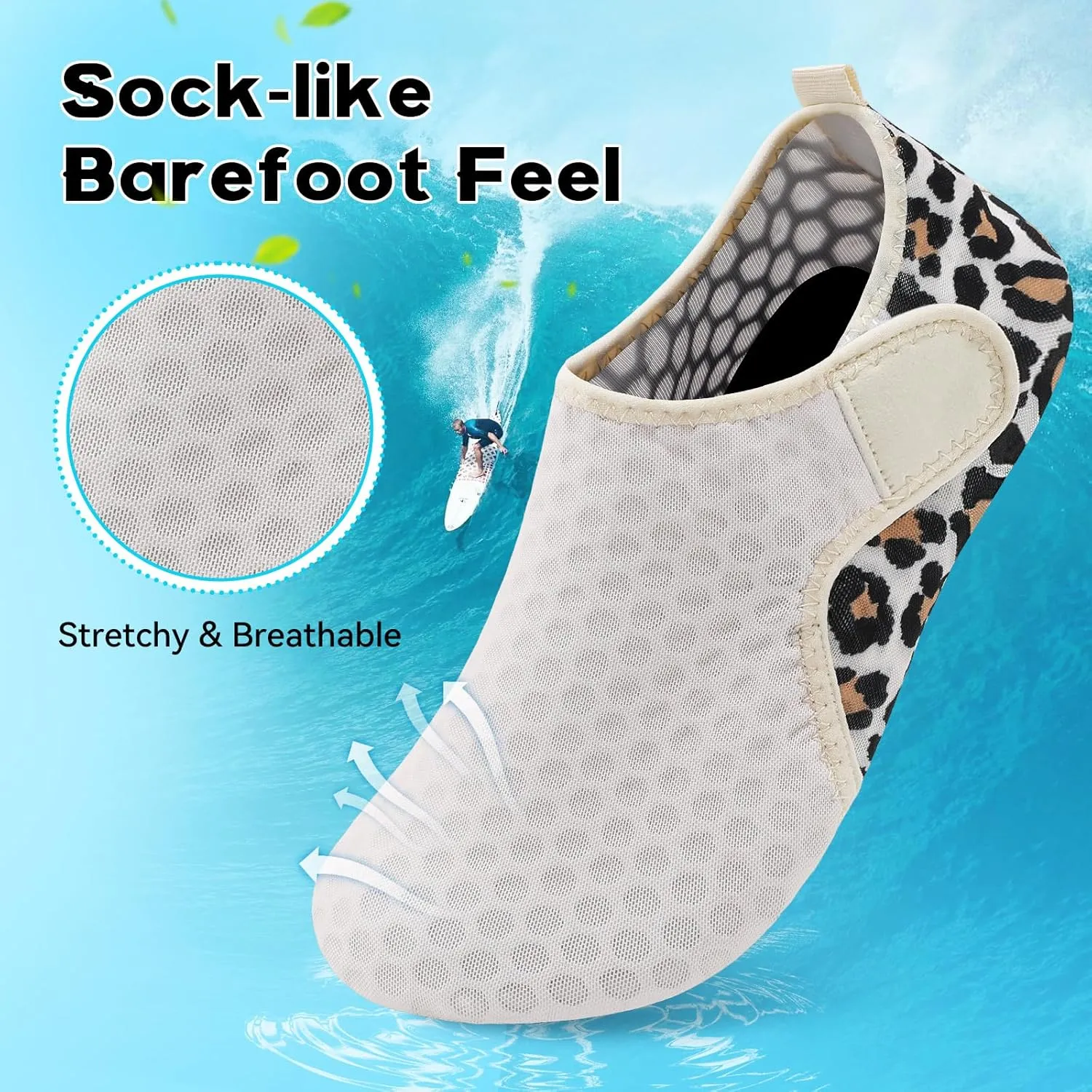 Scurtain Barefoot Water Shoes for Women Men Beach Swim Aqua Socks Summer Quick-Dry Sandals Slippers