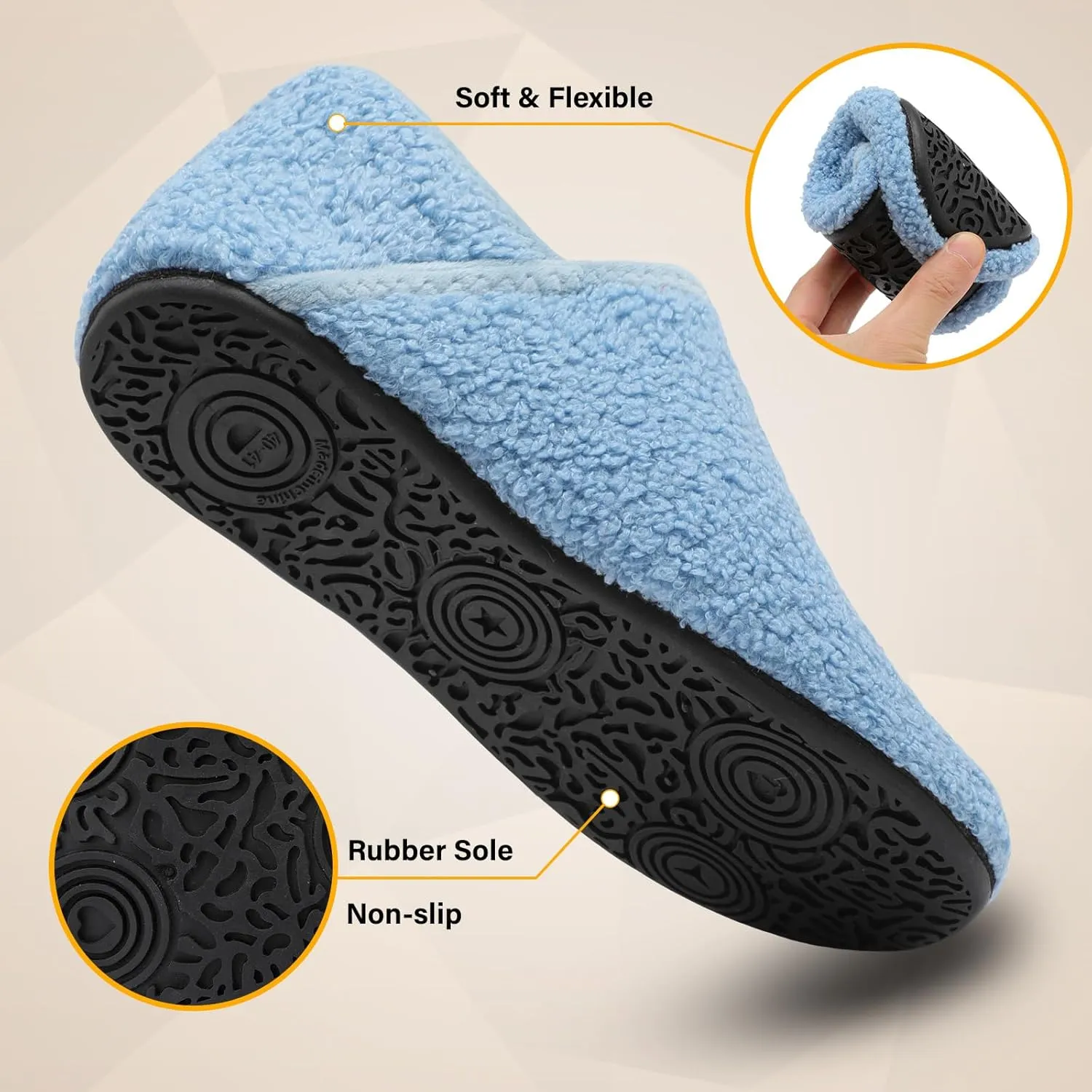 Scurtain Slippers for Women Men House Slipper Socks Lightweight Unisex Adults Barefoot Shoes Non-Slip Travel Slippers