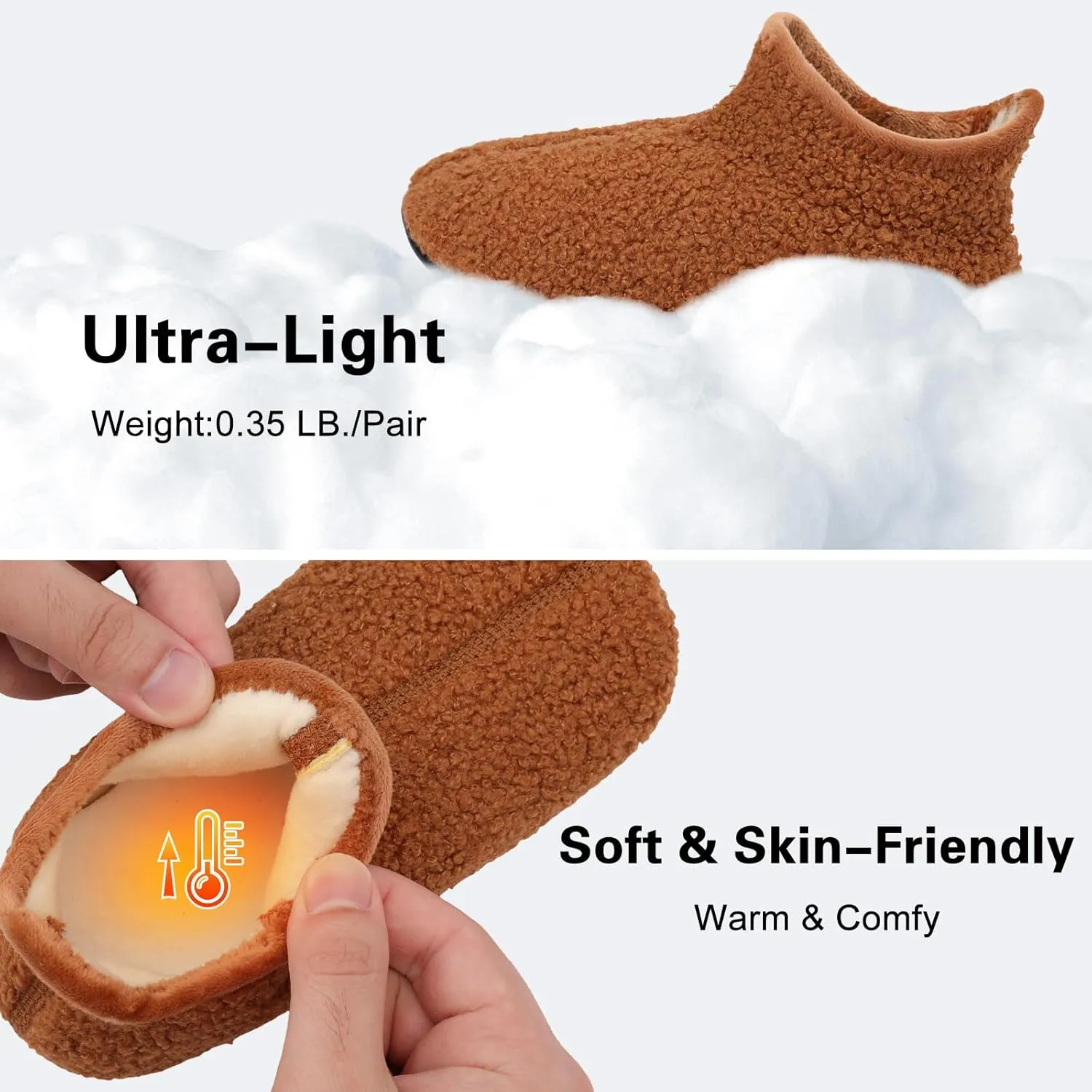 Scurtain Unisex Big Kids Little Kids Slippers Socks Artificial Woolen Slippers with Non-slip Rubber Sole for Big Boys Girls Little Boys Girls