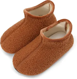 Scurtain Unisex Big Kids Little Kids Slippers Socks Artificial Woolen Slippers with Non-slip Rubber Sole for Big Boys Girls Little Boys Girls