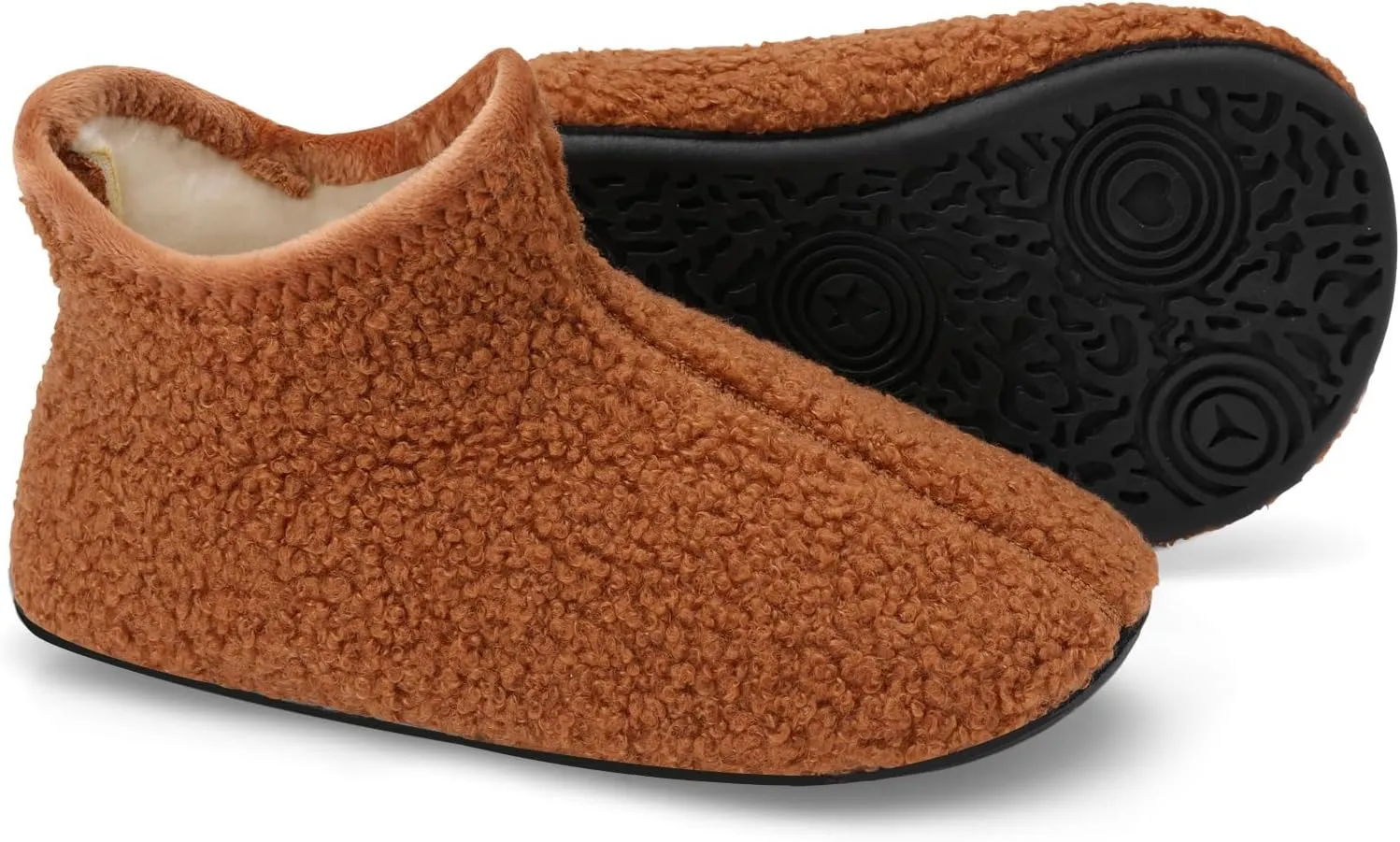 Scurtain Unisex Big Kids Little Kids Slippers Socks Artificial Woolen Slippers with Non-slip Rubber Sole for Big Boys Girls Little Boys Girls