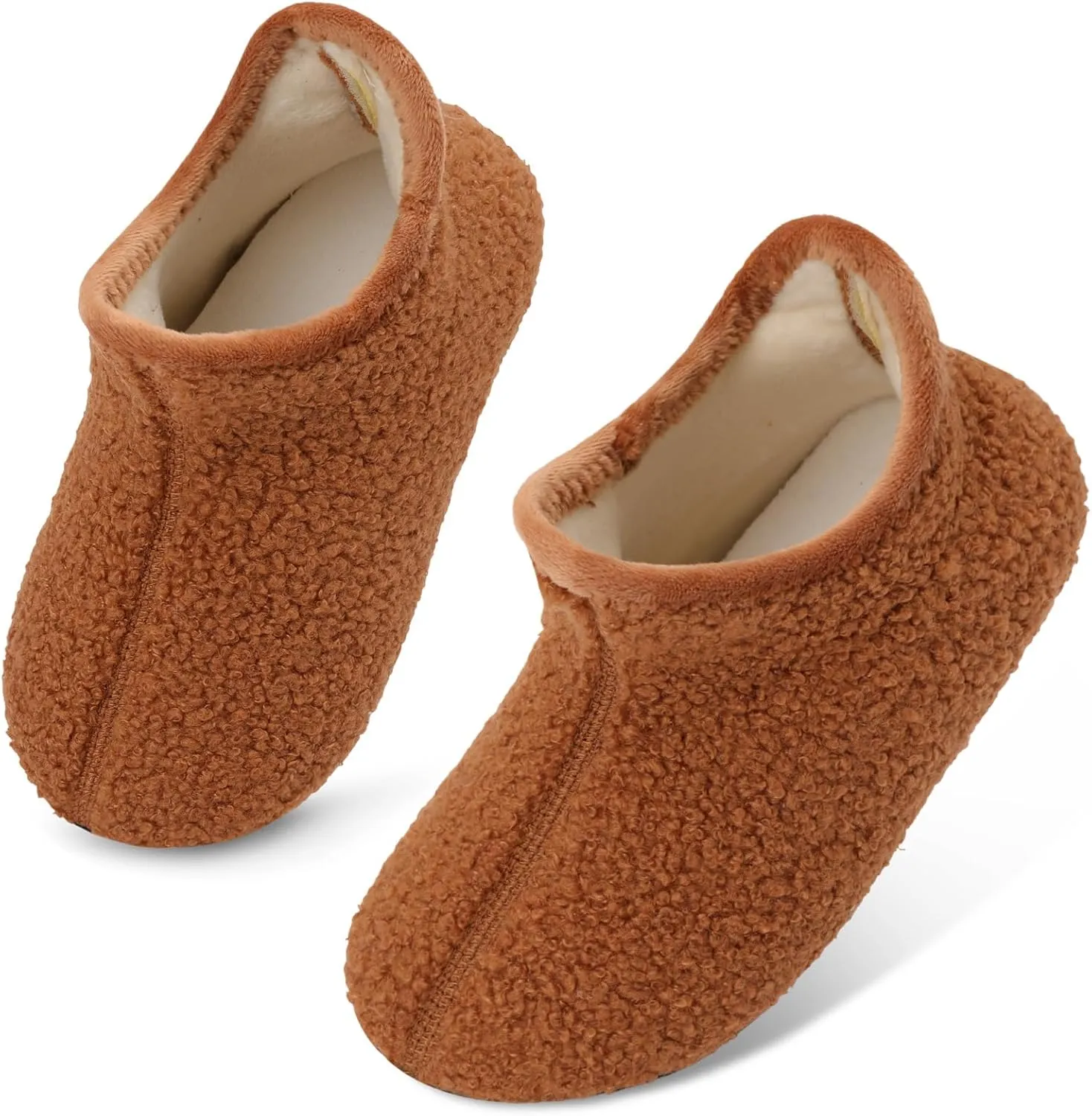 Scurtain Unisex Big Kids Little Kids Slippers Socks Artificial Woolen Slippers with Non-slip Rubber Sole for Big Boys Girls Little Boys Girls