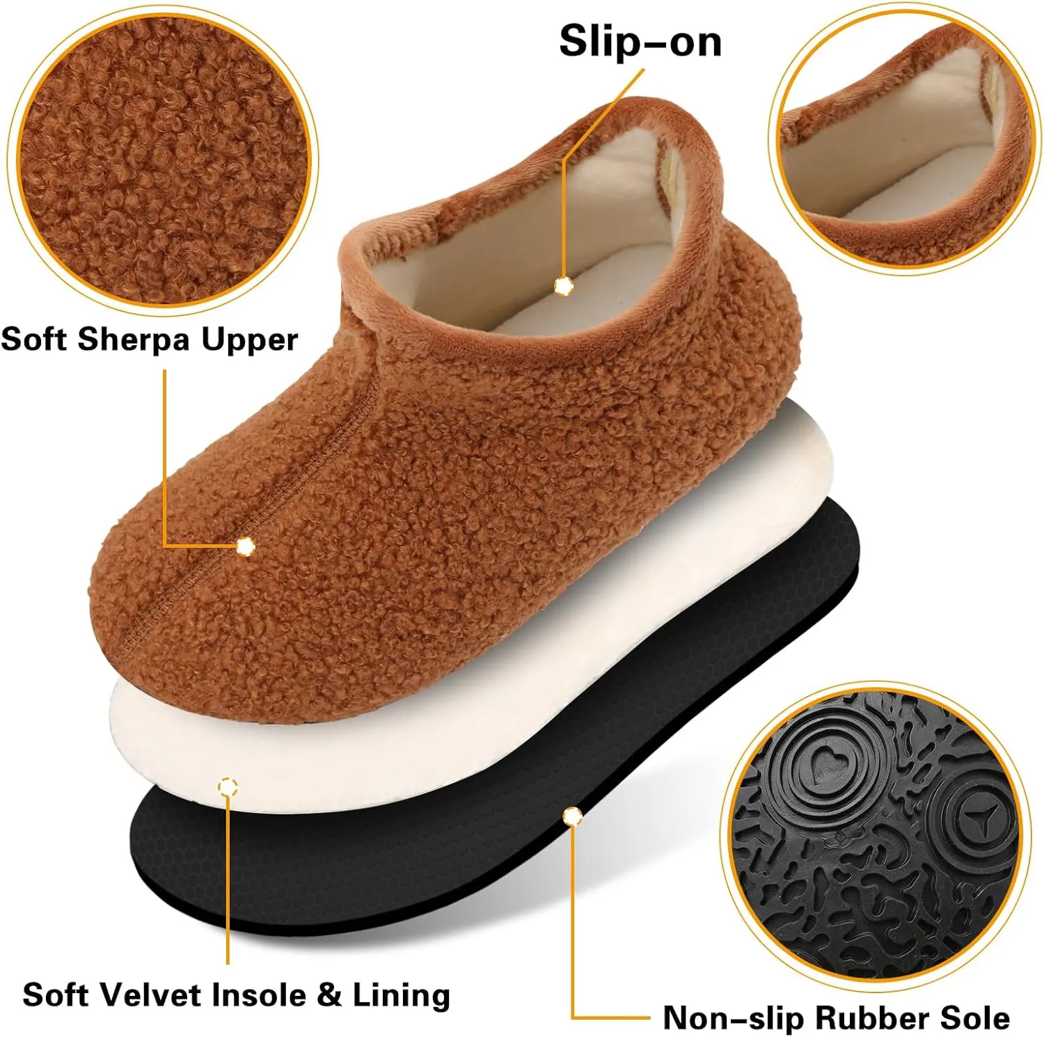 Scurtain Unisex Big Kids Little Kids Slippers Socks Artificial Woolen Slippers with Non-slip Rubber Sole for Big Boys Girls Little Boys Girls