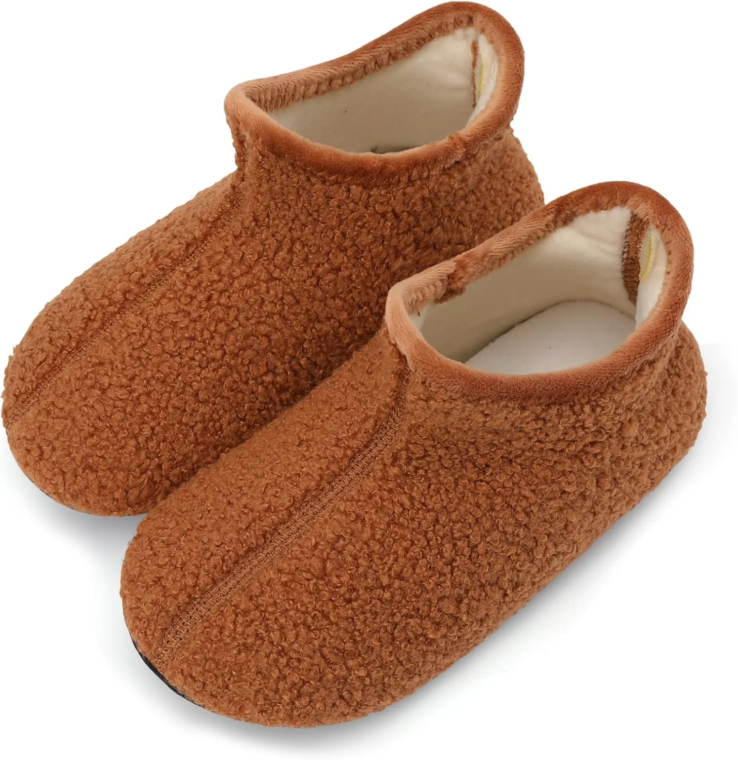 Scurtain Unisex Big Kids Little Kids Slippers Socks Artificial Woolen Slippers with Non-slip Rubber Sole for Big Boys Girls Little Boys Girls