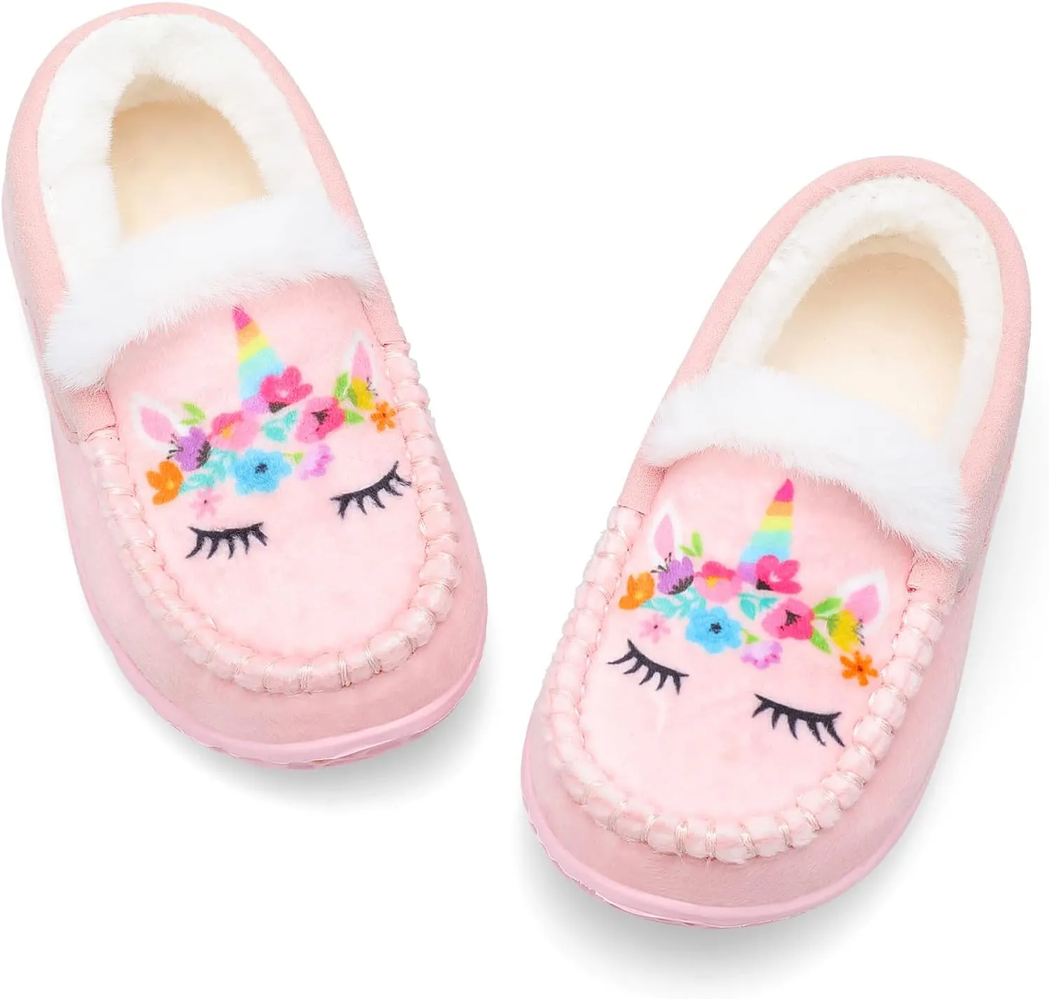 Scurtain Unisex Kids Toddler Slippers Suede Moccasin Slippers for Boys Girls Baby Lined with Warm Fur